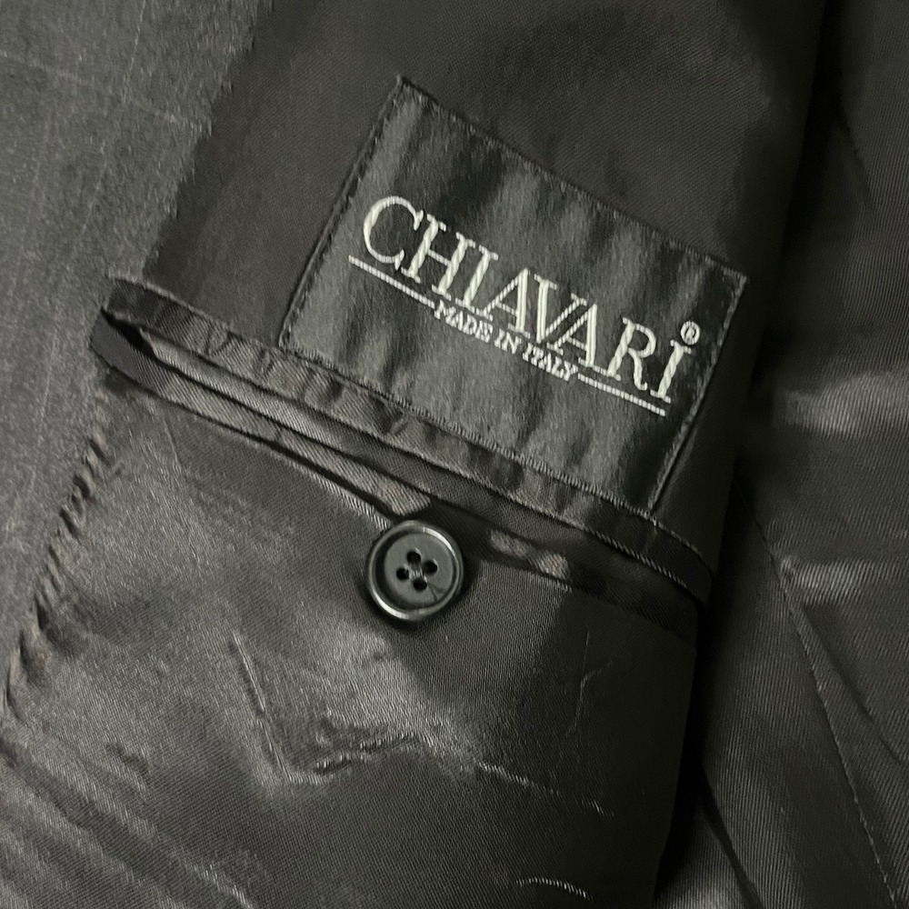 Chiavari Suit Mens 48R/42w Charcoal windowpane 100% Wool 2 Button Made in Italy - Picture 4 of 10